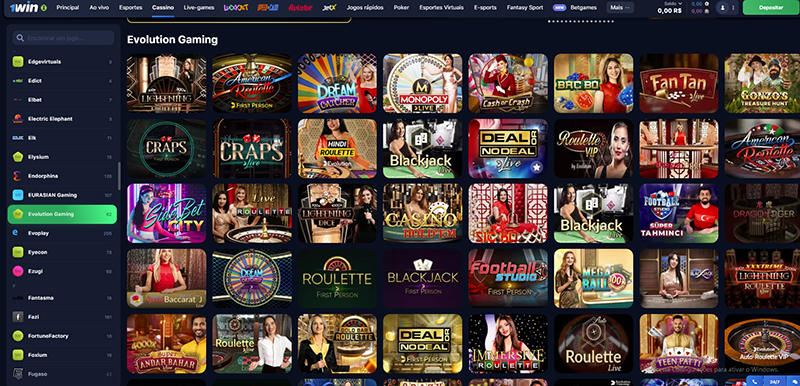 1win evolution gaming