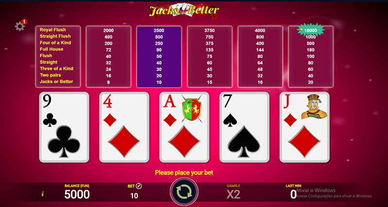 1win video poker online