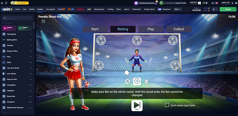 Penalty Shoot Out 1win apostando