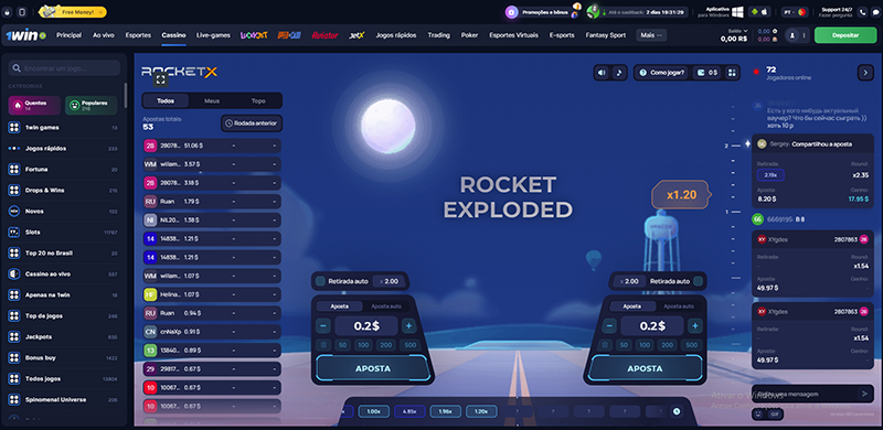 Rocket X 1win encerramento